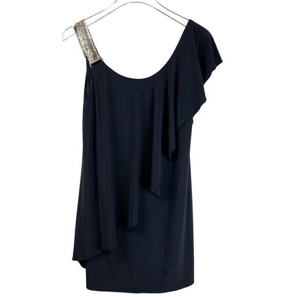 Betsy And‎ Adam Dress Women 4P Black Cocktail Mini Dress Gold - Picture 1 of 10